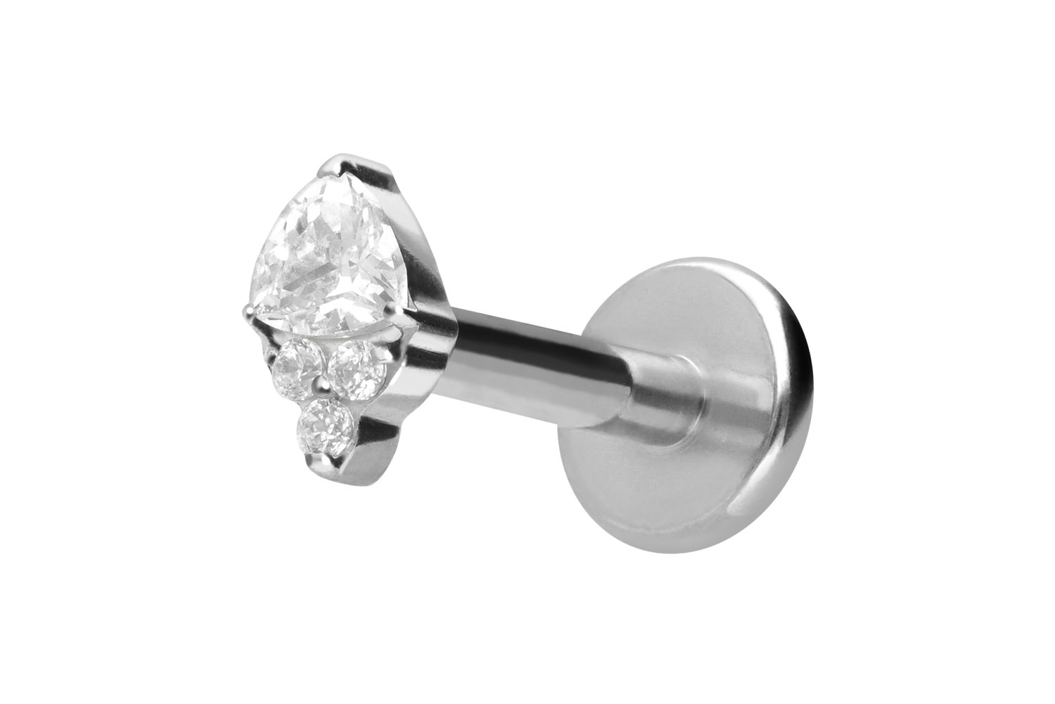 Titan Labret Piercing mit Push Fit EINGEFASSTE KRISTALLE